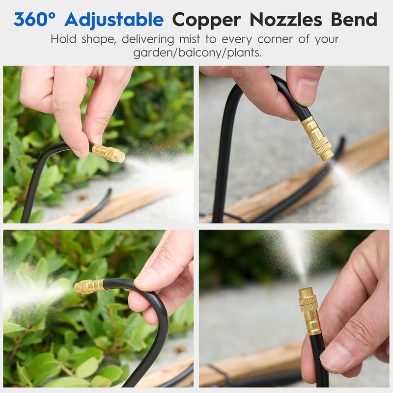 Funpynani 360° Automatic Drip Irrigation Kit - 5/16'' Tubing, Adjustable Universal Spray Nozzle, Copper Atomizing System for Garden/Lawn/Greenhouse - Multi-Directional Rotation, Quick Connectors, 33FT - Image 4